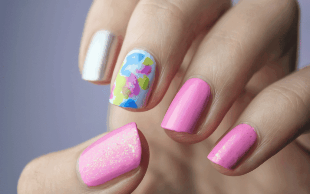 Aplicación de uñas acrílicas en centro de belleza